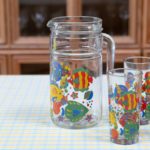 Carafe et verres poissons