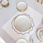 Plat rond - Porcelaine or et blanc