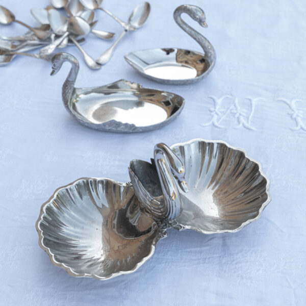 Serviteur vintage, coquillage orné d'un cygne – Image 2